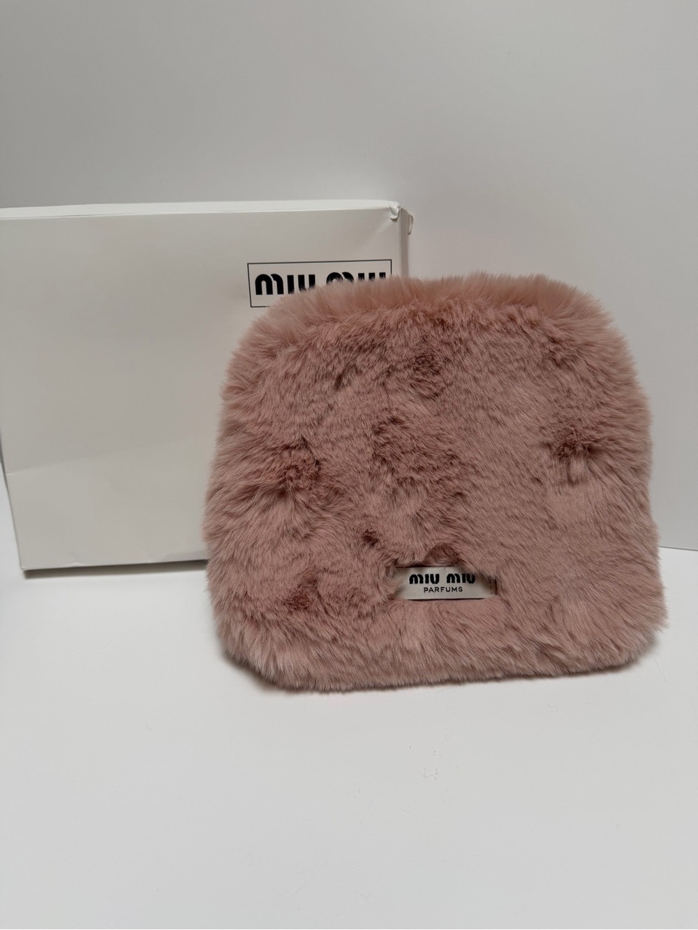 Miu Miu Pink Faux Fur Cosmetic Bag NWT
